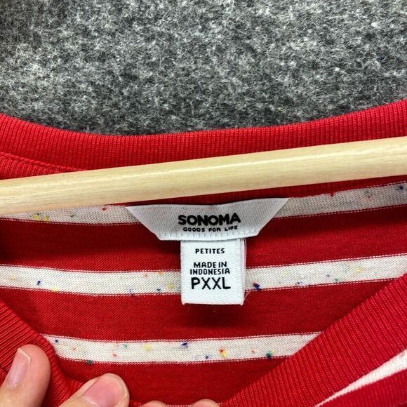 Sonoma T-Shirt Dress Women PXXL Petite Red Striped Short Crew Neck Short Sleeve - Picture 5 of 9
